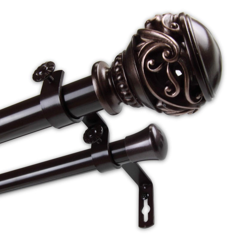 Rod Desyne 100-26-669-D 1" Isabella Double Curtain Rod, 66-120", Bronze - Image 3